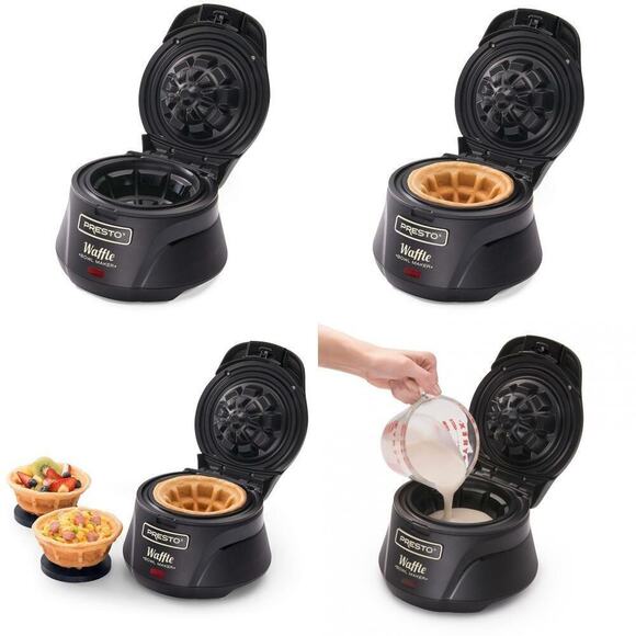 Presto Model # 03500 Black Belgian Waffle Bowl Maker Tested